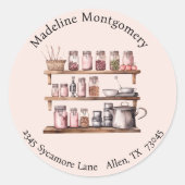 CottageCore Rücksendeadresse Runder Aufkleber (Vorderseite)