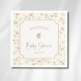 Cottagecore-Sage-Blush-Blumen-Gold-Babyparty Serviette