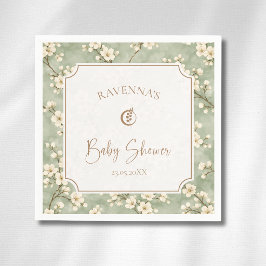 Cottagecore Salbei-Blüten-Eukalyptus-Baby-Party Serviette