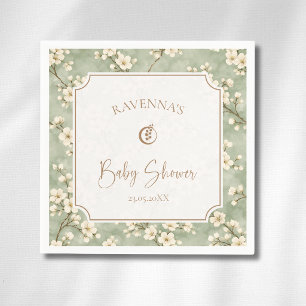 Cottagecore Salbei-Blüten-Eukalyptus-Baby-Party Serviette