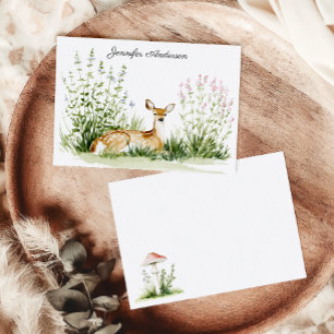 Cottagecore-Schloss-Monogramm-Hirsch personalisier Mitteilungskarte