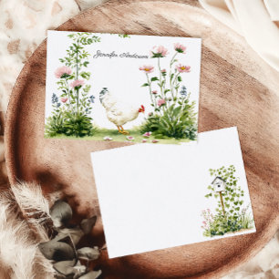 Cottagecore-Schloss-Monogramm-Huhn Personalisiert Mitteilungskarte