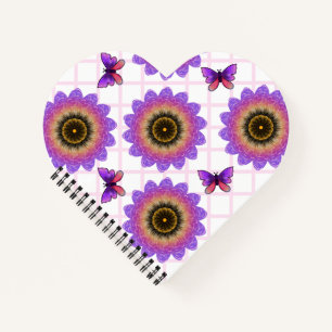 Cottagecore Schmetterling & Blumen Gitter Muster Notizblock