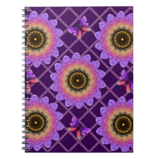 Cottagecore-Schmetterling- und Blumenrastermuster Notizblock (Vorderseite)