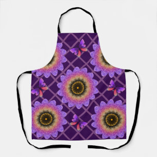 Cottagecore-Schmetterling- und Blumenrastermuster Schürze