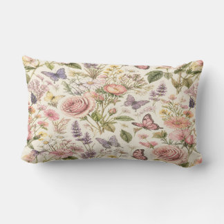 Cottagecore-Schmetterlinge-Blumen-Kissen Lendenkissen