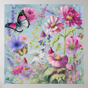 Cottagecore-Schmetterlingsgarten  Poster
