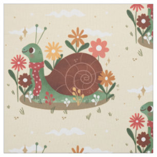 Cottagecore-Schnecke Natur Blumen Garten Stoff