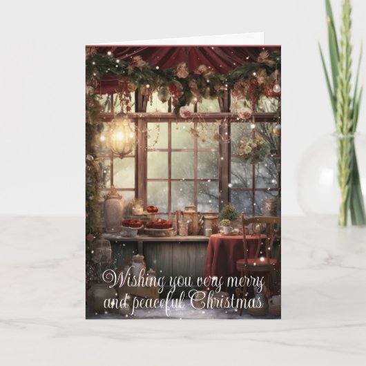 Cottagecore-Schnee Weihnachten Dankeskarte (Vorderseite)