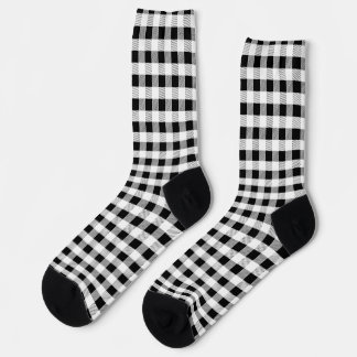 Cottagecore Schwarz-Weiß-Gingham-Motiv Socken