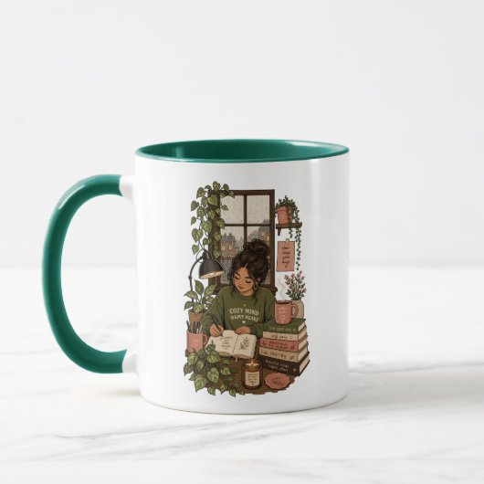 Cottagecore Selbstfürsorge-Illustration Tasse (Links)