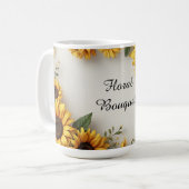 Cottagecore Sonnenblumen-Blumenarrangement Kaffeetasse (Vorderseite Links)