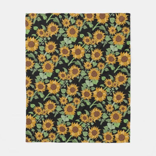 CottageCore Sonnenblumenmuster Fleecedecke (Vorderseite)