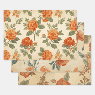Cottagecore-Spitze-Kräuter-Blumen-Dekoupage-Verpac Geschenkpapier Set