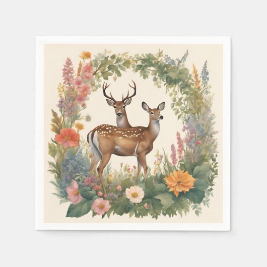 Cottagecore Süße Hirsche Serviette (Vorderseite)