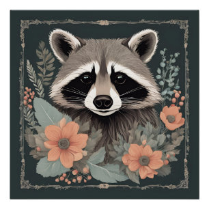 Cottagecore Süßer Waschbär Poster