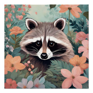 Cottagecore Süßer Waschbär Poster