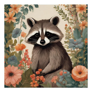 Cottagecore Süßer Waschbär Poster