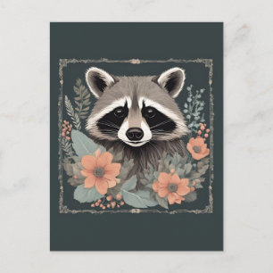 Cottagecore Süßer Waschbär Postkarte