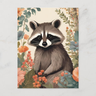 Cottagecore Süßer Waschbär Postkarte