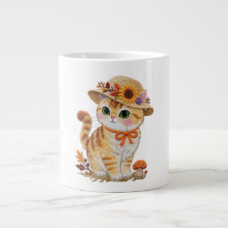 Cottagecore-Tabby-Katze mit Herbstlaub Tri-Blend Jumbo-Tasse