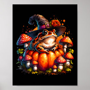 Cottagecore Toad Hexenhutpumpenpilz Mushroom Fall  Poster