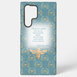 Cottagecore Turquoise Gold Bee Wreath Bible Samsung Galaxy Hülle