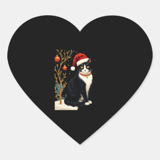 Cottagecore Tuxedo Cat Funny Xmas Aesthetic Santa  Herz-Aufkleber