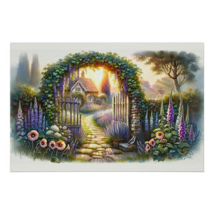 Cottagecore Verzauberter Gartenweg Poster