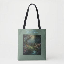 Cottagecore Verzauberter Waldweg Blumen Mond Tasche