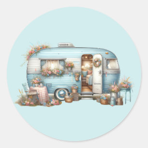 Cottagecore Vintage Floral Camper Boho Akzente Runder Aufkleber