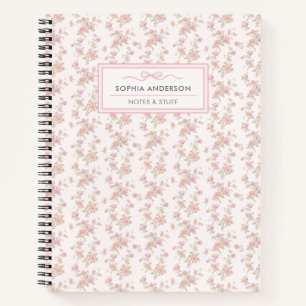Cottagecore Vintage Floral Personalisiertes Spiral Notizblock