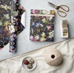 Cottagecore Vintage Floral Weiße Botanische Blume Geschenkpapier