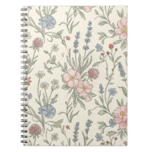 Cottagecore Vintage Wildblumen-Muster-Notizbuch