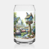 Cottagecore-Vogelhaus-Garten-Aquarell Dosenglas (Rückseite)