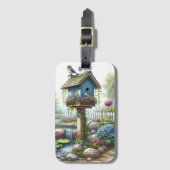 Cottagecore-Vogelhaus-Garten-Aquarell Gepäckanhänger (Vorderseite Vertikal)