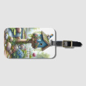 Cottagecore-Vogelhaus-Garten-Aquarell Gepäckanhänger (Vorderseite (Horizontal))