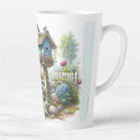 Cottagecore-Vogelhaus-Garten-Aquarell