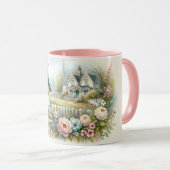 Cottagecore-Vogelhaus mit Blumengarten Tasse (VorderseiteRechts)