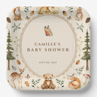 Cottagecore-Wald-Baby-Shower-Einladung Wald Pappteller