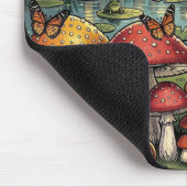 Cottagecore-Waldszene | Whimsische Pilze Mousepad (Ecke)