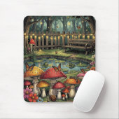 Cottagecore-Waldszene | Whimsische Pilze Mousepad (Mit Mouse)