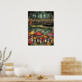 Cottagecore-Waldszene | Whimsische Pilze Poster (Küche)