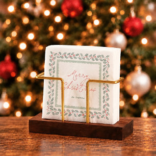 Cottagecore-Wasserfarbe-Botanik-Weihnachten Serviette