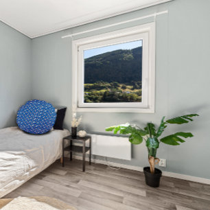 Cottagecore-Wasserfarben-Blumen blaues Muster Rundes Kissen