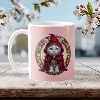 Cottagecore Weiße Katze Kirschblüten Geburtstag Kaffeetasse