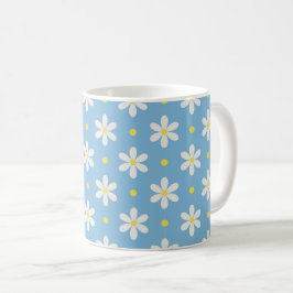 Cottagecore Weißes Gänseblümchen-Muster Kaffeetasse