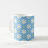 Cottagecore Weißes Gänseblümchen-Muster Kaffeetasse (Vorderseite Links)