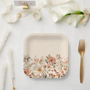 Cottagecore-Wildblumen-Aquarell-Vintage-Muster Pappteller