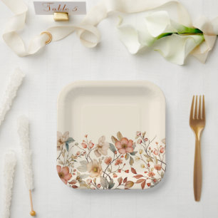 Cottagecore-Wildblumen-Aquarell-Vintage-Muster Pappteller